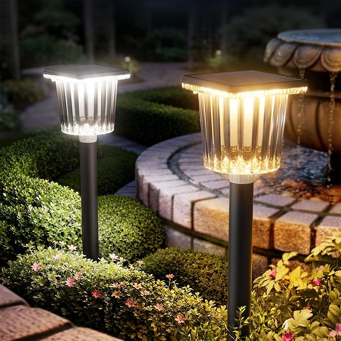 8 Pack Super Bright Solar Pathway Lights Adjustable Warm Cool White Waterproof Garden Lights