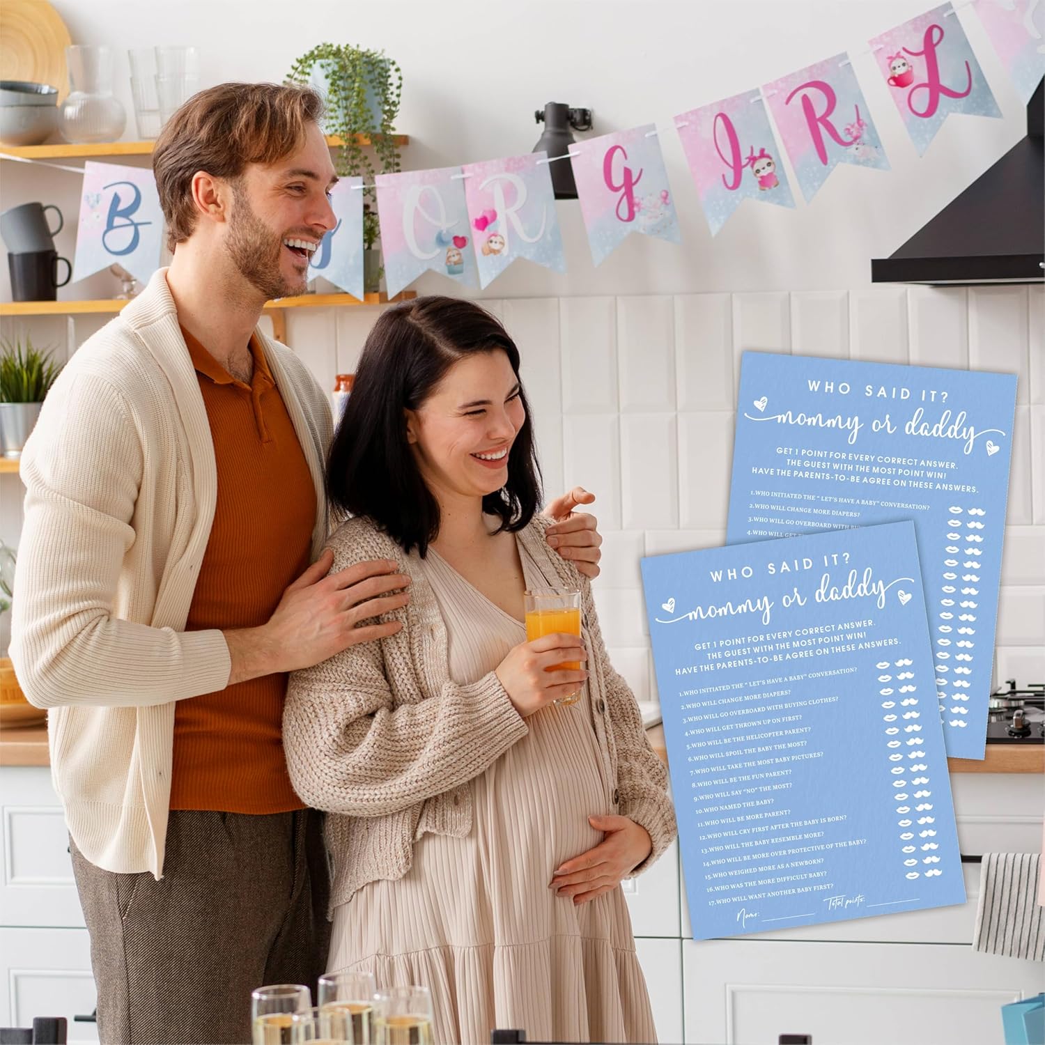 Baby Shower Games, Who Said It Mommy Or Daddy, Double-Sided Filling Blue Minimalism Game Cards, Baby Shower Activity, Party Supplies & Decorations, Set Of 30 -B03