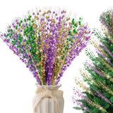Mardi Gras Decorations, 20Pcs Carnaval Picks Table Centerpiece Decor, Artificial Glitter Berry Stems In Purple Green Gold For Mardi Gras Christmas Tree Party Ornaments Decoration