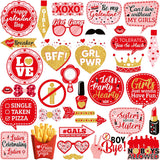 , Red Galentines Photo Props - Pack Of 35 | Galentine Photo Booth Props For Galentines Decorations | Galentines Day Decorations For Party | Galentines Day Photo Props | Valentine Photo Props