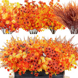 30Pcs Fall Artificial Fake Flowers Plants Outdoor - Faux Thanksgiving Decorations For Home Autumn Outside Patio Front Porch Decor With Pumpkin Butterfly