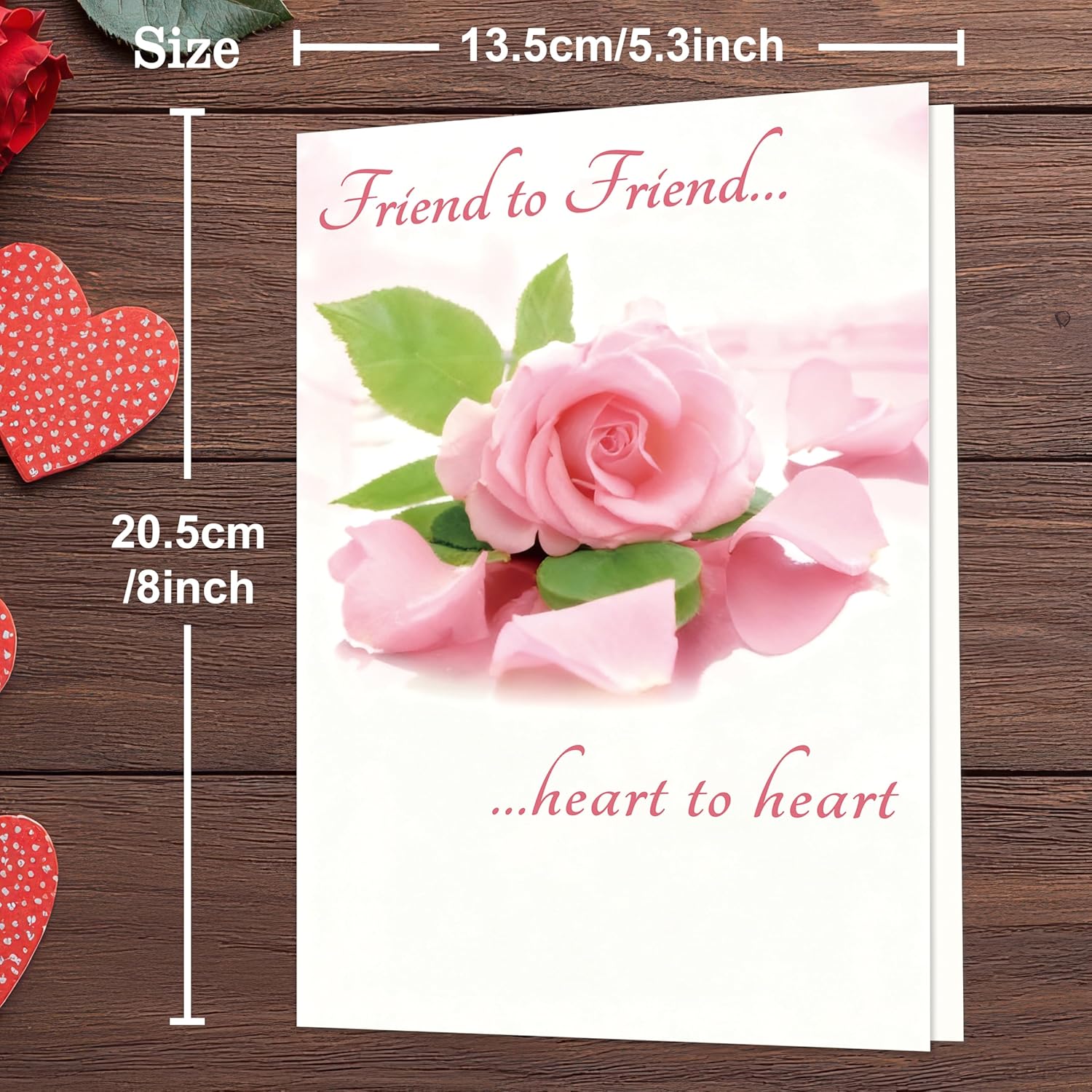 Valentines Day Card For Friend,Friend Valentines Day Cards Gifts For Him Her,Heartfelt Rose Design Friendship Valentine'S Day Card For Men Women Best Special Friends