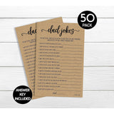 Dad Jokes Game - Kraft (50-Sheets) Rustic Baby Shower, Sprinkle Party Game, Printed Gender Reveal Neutral Co-Ed (Large Size Sheets)