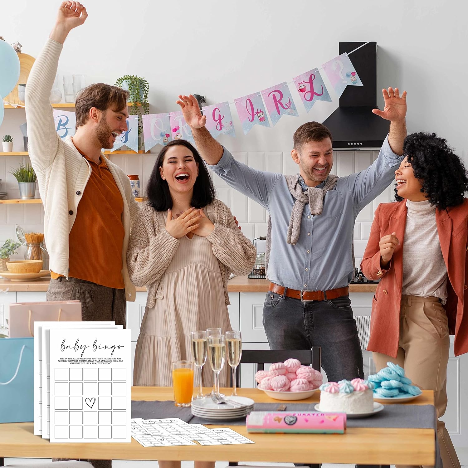 Baby Shower Games(5" X 7"), 30 Sets Modern Black And White Baby Bingo Guess Gift Game Cards, Boy Girl Gender Neutral Baby Shower Supplies-B07