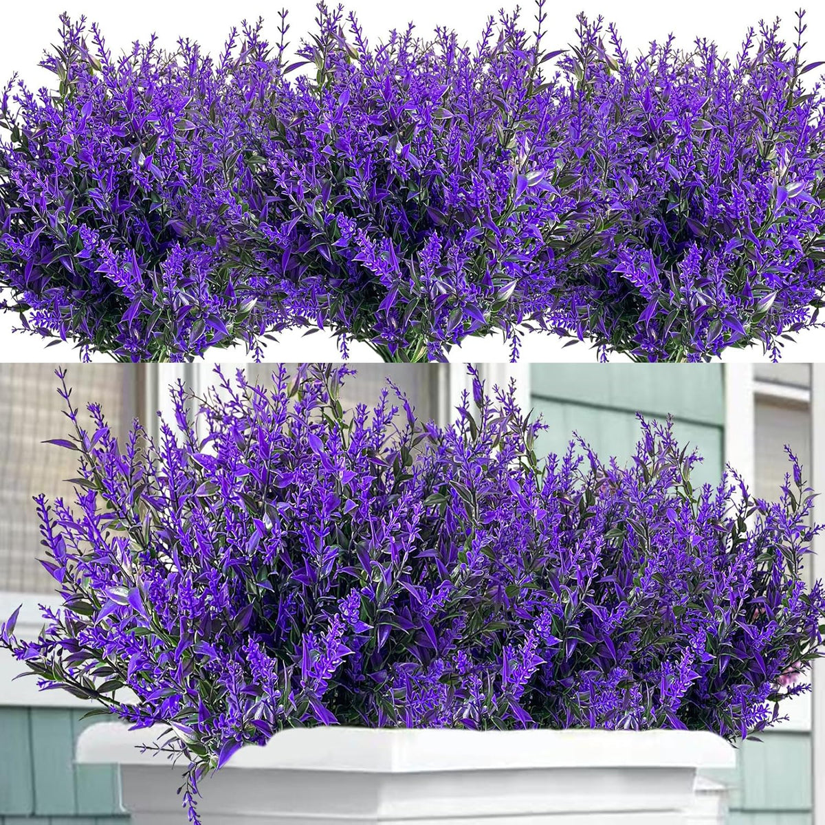 Artificial Lavender Flowers 10 Bundles Fake Outdoor Flowers Uv Resistant No Fade Faux Plastic Plants Garden Porch Window Home Decoration?Purple?