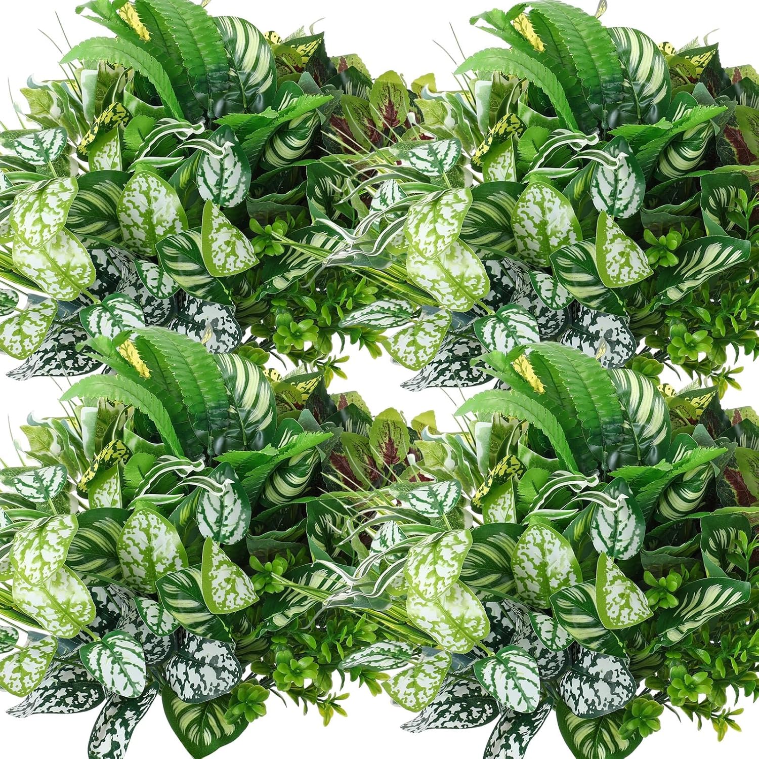24 Pcs Artificial Flowers Plants For Outdoors, Uv Resistant Artificial Fake Plants Plastic Faux Greenery Outdoor Indoor For Decors Wedding