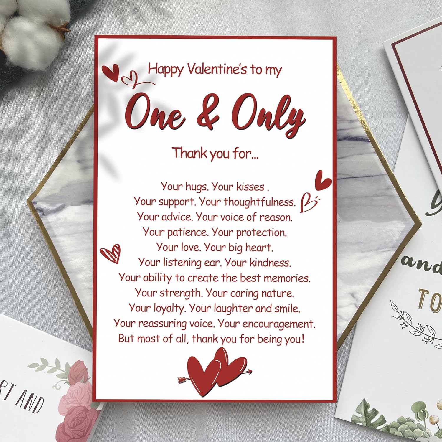 Valentines Day Card For Him Her, Happy Valentines Day Card For Husband Wife, Happy Valentine'S To My One And Only Thank You For...