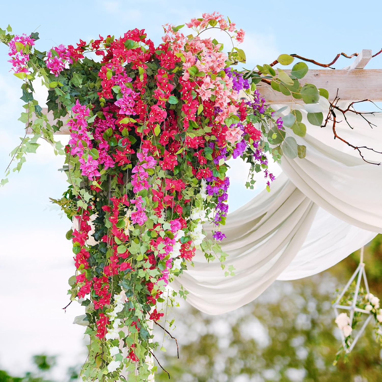 10Pcs Bougainvillea Artificial Flowers 30" Silk Fake Bougainvillea Branches Faux Flowers Vines For Home?Garden?Wedding?Party?Indoor And Outdoor?Floral Arrangement And Diy Decor?Red?