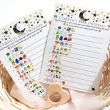 Twinkle Little Star Baby Shower Games Boys - 25 Cards - Fun Guessing Activities For Guests - Gender Neutral Navy And Gold Celestial Moon Theme