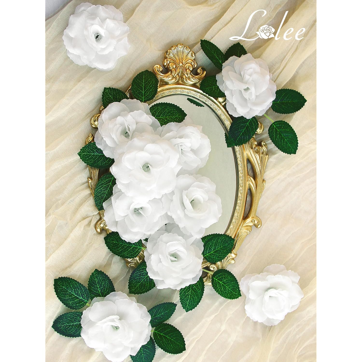 108Pcs White Roses Head Flowers With Stem - Artificial Flowers Rose Bulk - Silk Rose Fake Flower For Wedding Bouquet Party Home Decor Diy Baby Shower Centerpieces Tables Decoration