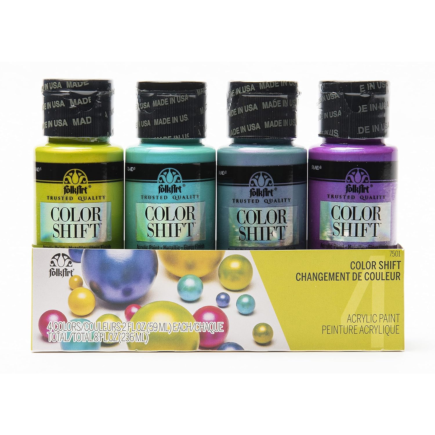 FolkArt , Multi-Surface 4 Bottle Acrylic Paint Set, 2oz, Color Shift Colors, 8 Fl Oz (Pack of 1)