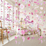 Artificial Hanging Flower Garland 82.6Ft Floral Vines Backdrop Wall For Wedding Party Events Spring Home Garden Decor(Single Piece Is 6.8Ft)-12Pcs Light Pink