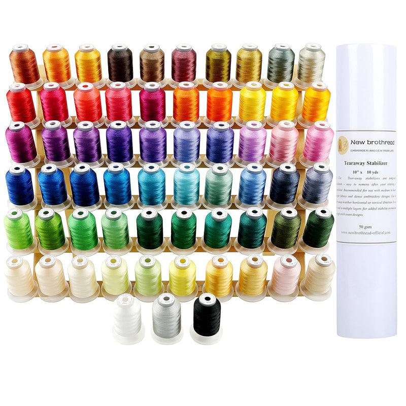 63 Brother Colors Polyester Embroidery Machine Thread With Bonus Of 10"X10Yd M