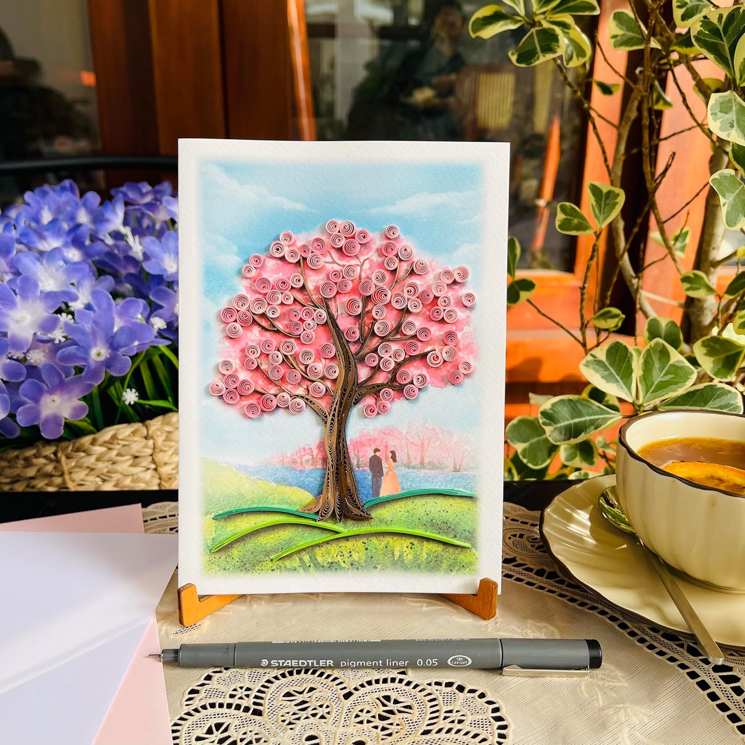 Anniversary Card For Wife, Cherry Blossom Quilling Card, Love Card, Valentines Day Card, Birthday Card For Wife Her, Thinking Of You Card, 30Th 40Th 50Th 60Th Happy Anniversary Card