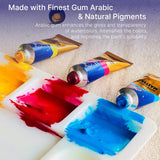 Watercolor Paint Set, 24 Colors, 15Ml/0.5Oz Tubes, High-Pigment, Smooth Blending