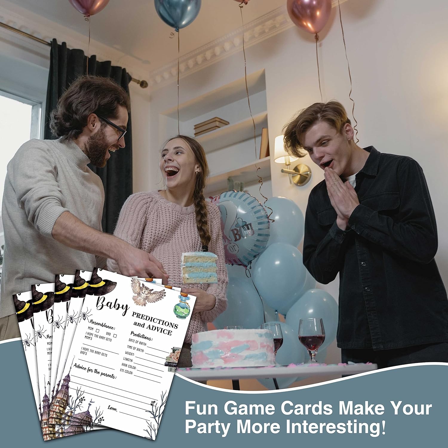 Magic School Baby Shower Party Game Baby Predictions And Advice Cards(30-Pack), Baby Gender Reveal Party Game Decoration Supplies(5"X7") - Game-E01