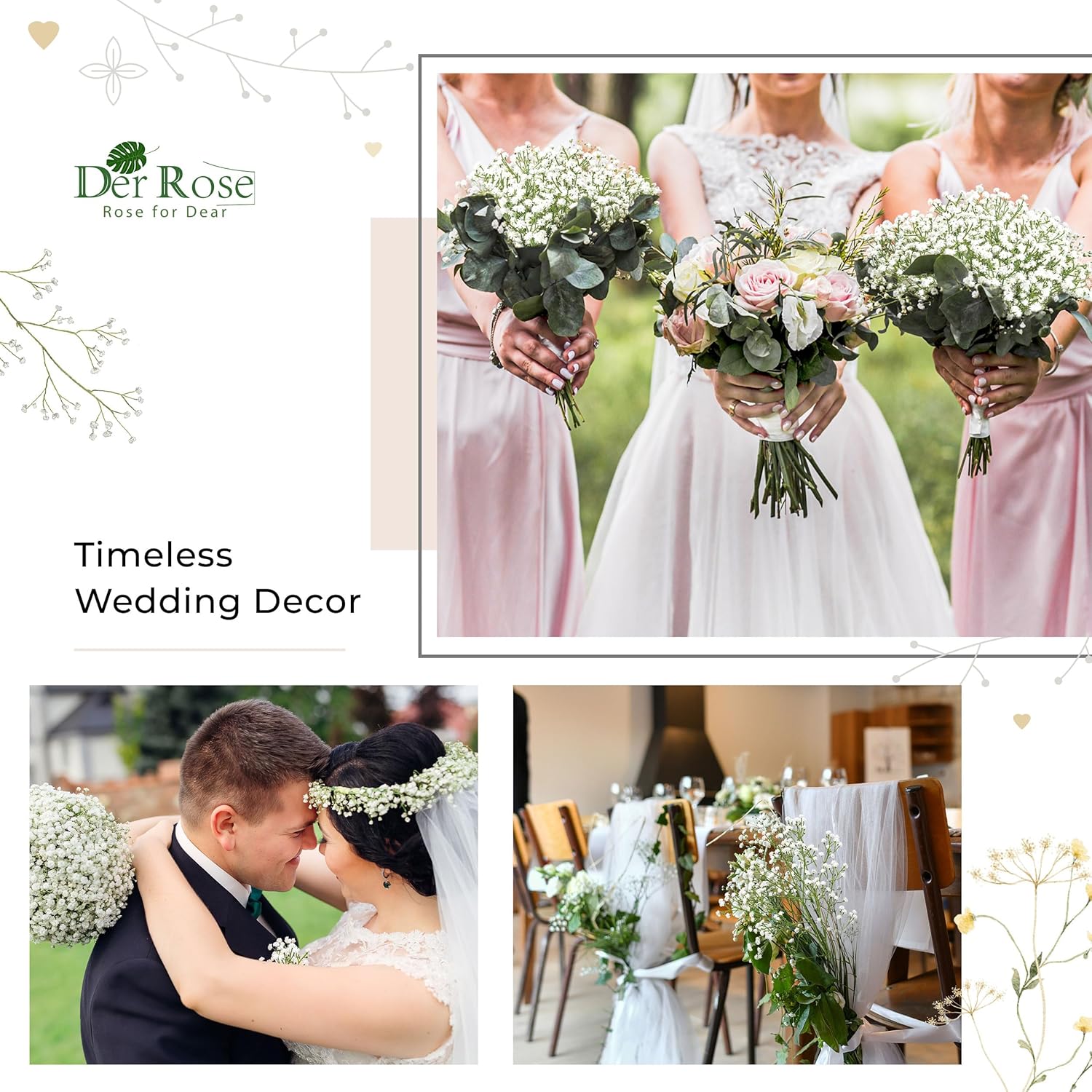 12Pcs Babys Breath Artificial Flowers White Fake Babies Breath Gypsophila Bulk Real Touch Faux Baby'S Breath Flowers Diy For Wedding Centerpieces Floral Arrangements Home Party Decoration