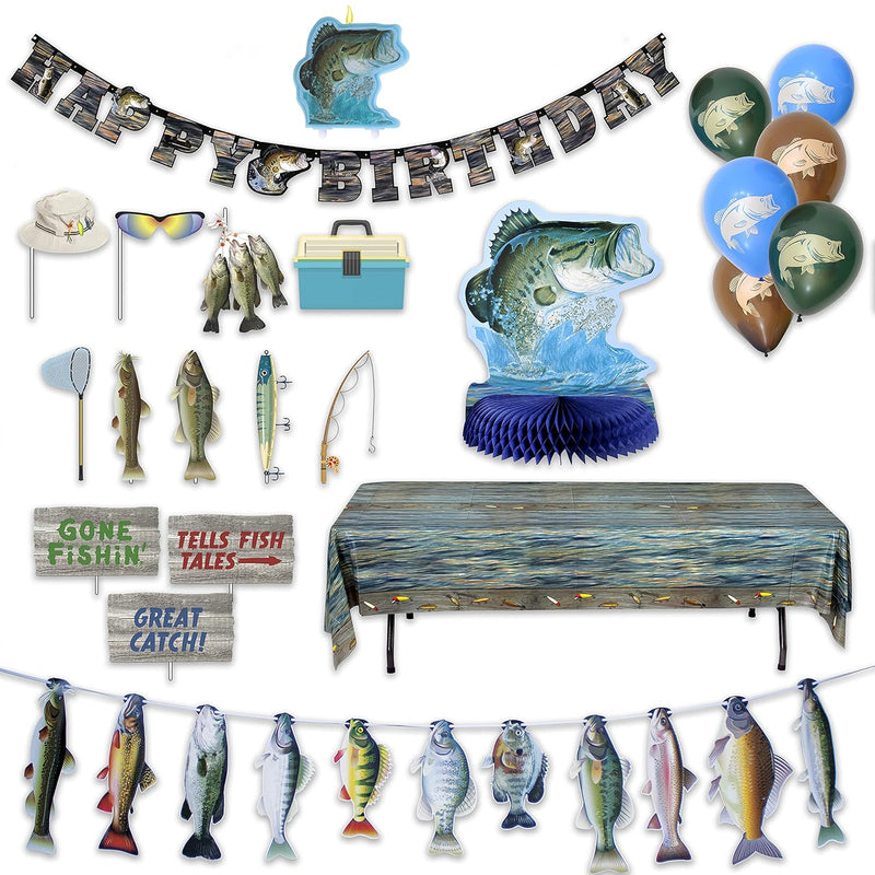 Fishing Birthday Party Premium Decorations! Includes: Birthday Banner,