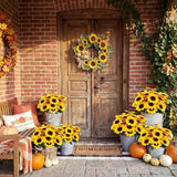 24 Bundles Yellow Sunflower Faux Mums For Outdoor Artificial Flower With Stems Bouquet Fake Plants Bulk Uv Resistant Plastic No Fade Wedding Fall Garden Home Window Decor (Sunflower)