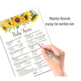 Sunflower Baby Shower Trivia Game – Pack Of 25 Cards – Gender Neutral Yellow Rustic Summer Fall Baby Shower Games, Autumn Or Halloween Baby Party Game, Fun Baby Shower Activity G335-Trv