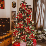 16 Pcs Poinsettia Flower Artificial Poinsettia Christmas Decorations Glitter Poinsettias Christmas Ornaments Christmas Tree Flower Decorations With Clips Diy Xmas Wreath Holiday Weed Home Party Decor
