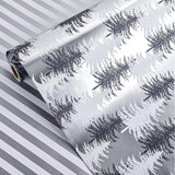 Reversible Wrapping Paper Roll - Silver Metallic Foil Gift Wrap With Trees, Stripes Design For Holiday Winter (Sliver Christmas Tree, 17Inch X 16.5Feet)