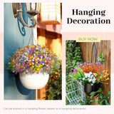 24 Bundles Uv Resistant Artificial Flowers For Outdoors Faux Ferns Fake Plastic Flowers For Spring Home Garden Courtyard Patio Front Porch Decor