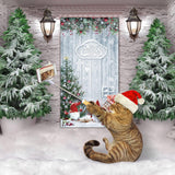 Christmas Gnome Door Cover Decorations Merry Christmas Front Door Cover Winter Snowflake Backdrop Wood Door Banner Photo Booth Props For Christmas Party Decorations