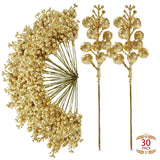 30Pcs Christmas Glitter Berries Stems Artificial Red Berry Branches Holly Picks Stems Christmas Tree Ornaments For Diy Xmas Wreath Crafts Gifts Holiday Home Decor (Gold)