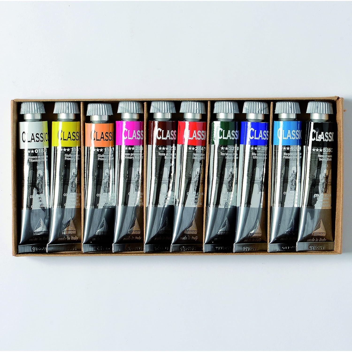 Maimeri Classico Fine Art Oil Paint Set, 10 x 20ml Assorted Colours, Ideal for Professional Artists