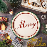 Merry Christmas Paper Plate Gingham Plaid Disposable Plate 9 Inch Red Green Checkered Dinner Dessert Plate For Xmas Winter Party Supplies Table Decor, 40Pcs