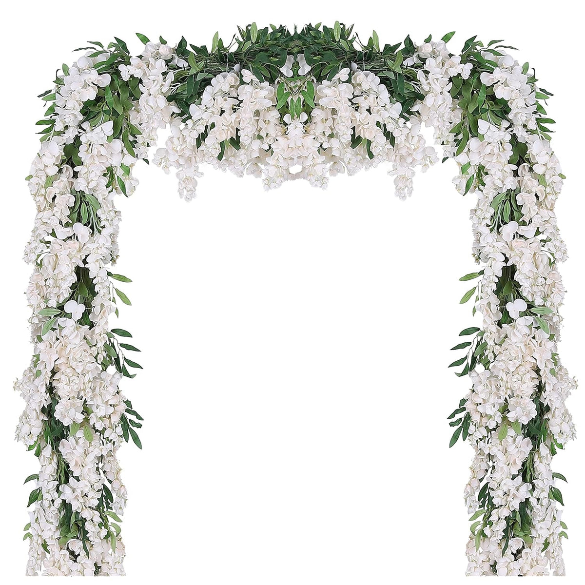 4Pcs 6.6Ft/Piece Imitation Silk Wisteria Garland Hanging Flower Vine For Home Outdoor Garden Ceremony Wedding Arch Floral Decor (Milk White)