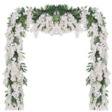 4Pcs 6.6Ft/Piece Imitation Silk Wisteria Garland Hanging Flower Vine For Home Outdoor Garden Ceremony Wedding Arch Floral Decor (Milk White)