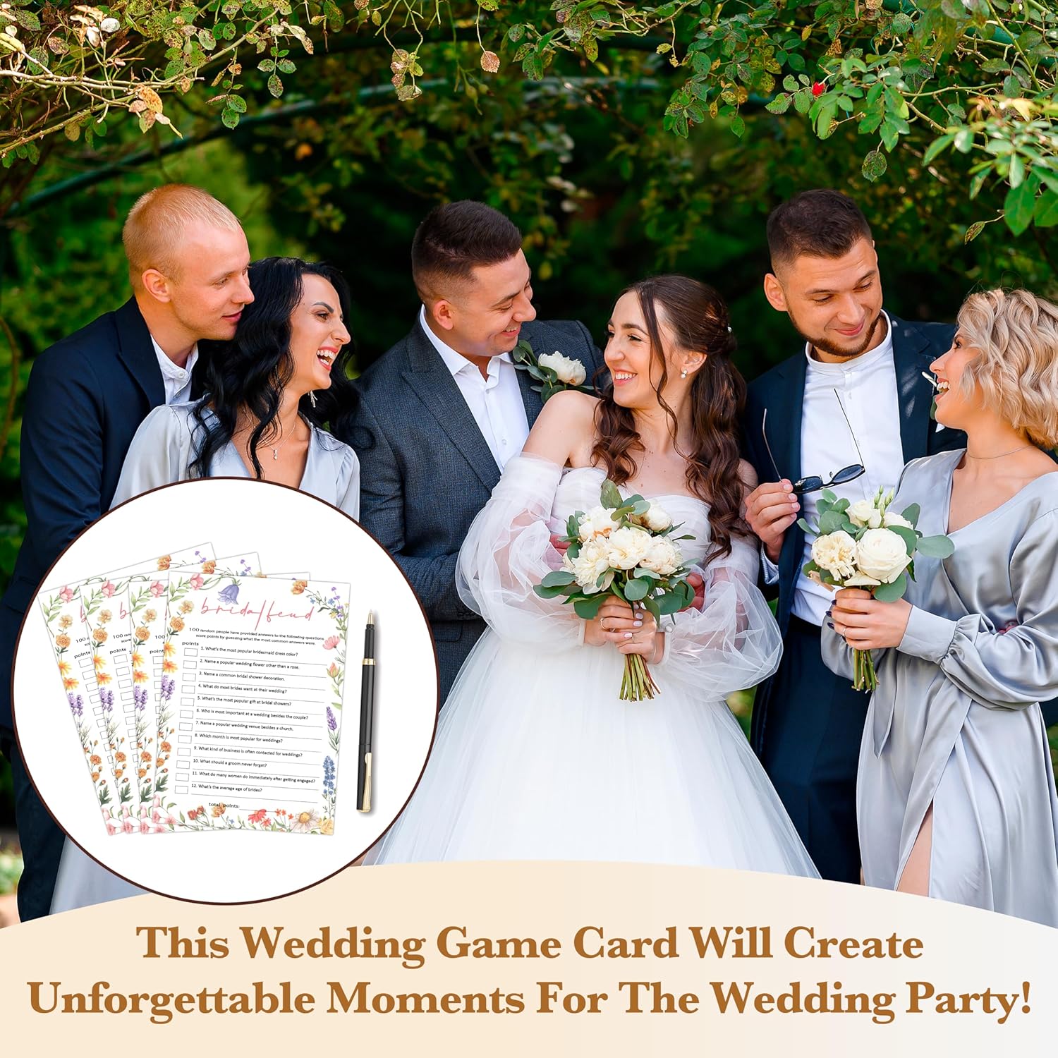 Bridal Shower Game, Wildflowers Theme Wedding Shower Games Cards For 25 Guests, Engagement Party Decorations Favors, Bachelorette Party Ideas And Activities Supplies, Wedding Games For Reception -B01