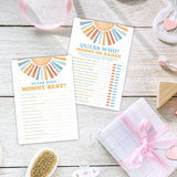 Guess Who Mommy Or Daddy & Guess Who Mommy Best Theme Baby Shower Game Activities-30 Retro Sunshine Game Cards(5X7”) For Boys & Girls-Baby Shower Party Supplies & Decorations-A02