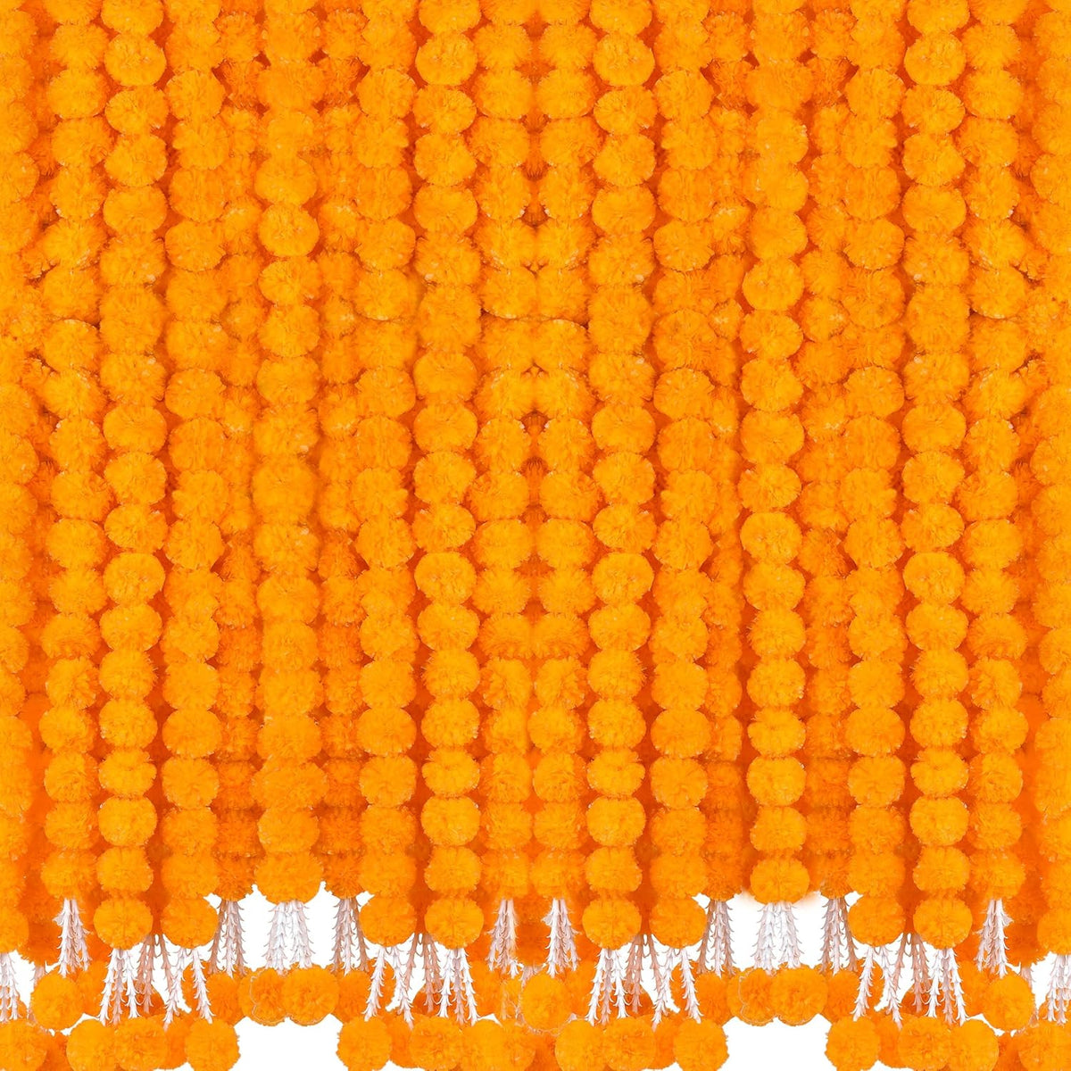 6 Pcs 5 Feet Long Strands Marigold Flowers Garland With Pendant Indian Wedding Decoration Artificial Decorations For Altar Faux Flower For Diwali, Pooja, Bush Floral Party (Orange)