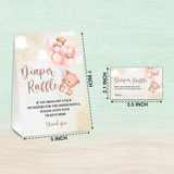Diaper Raffle Party Games, Bear Balloon Baby Shower Game, Watercolor Brown Themed Baby Gender Reveal Party Supplies & Activities -1 Double Sided Standing Sign + 50 Guessing Cards (A12)