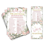 Bridal Shower Games - Wedding Traditions Wedding Party Game - Boho Floral Greenery Bachelorette/Engagement Party Supplies Activities - Pack Of 30 Game Cards & 1 Answer Card (A03)