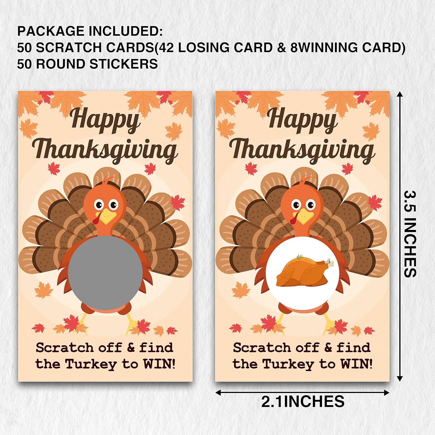 Happy Thanksgiving Scratch Off Game Cards - Turkey Party Game Scratch Off Game - Thanksgiving Party Game - 50 Cards(A01)