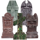 17” Halloween Foam RIP Graveyard Tombstones 5 Pack, Halloween Decorations