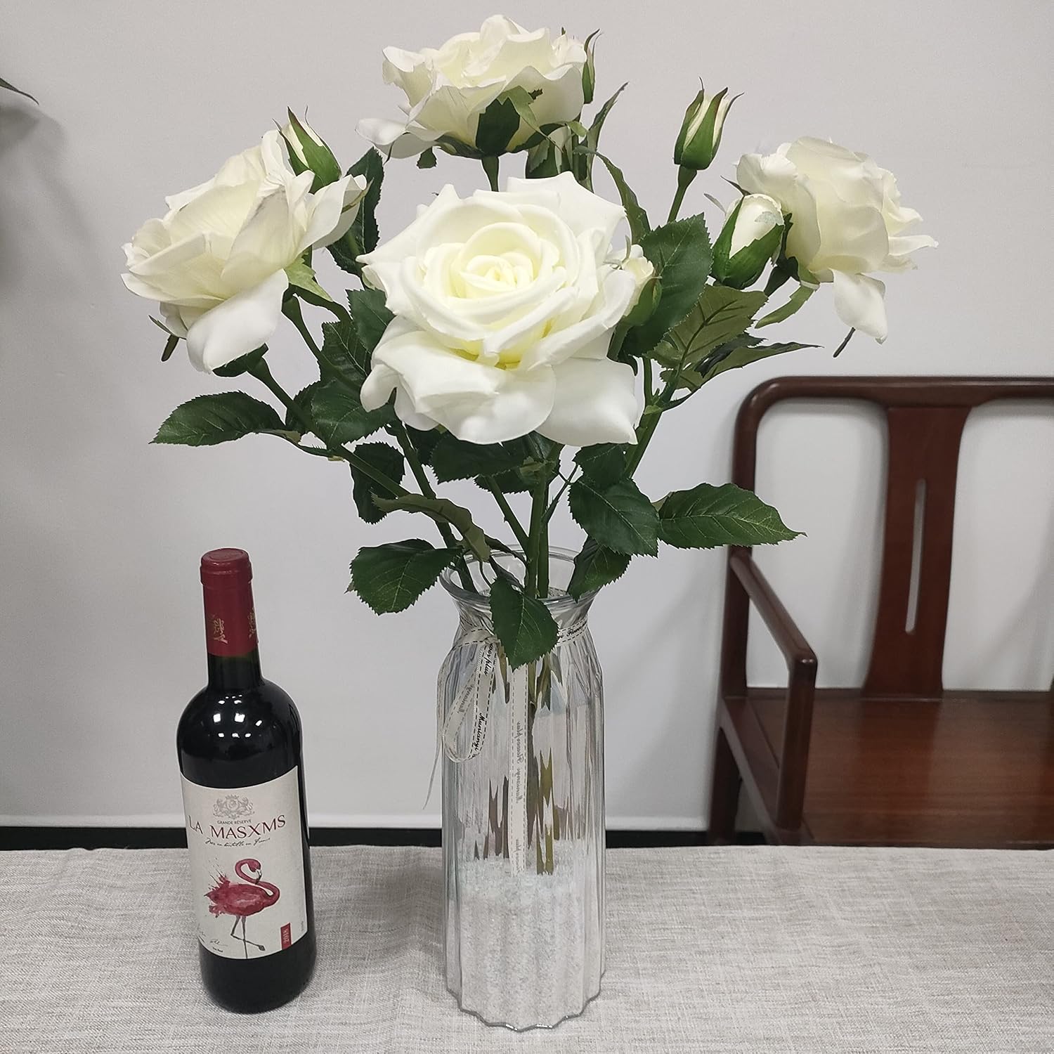 4 Pcs Silk Fake Real Touch White Rose Flowers Bulk,Artificial Roses With Stems For Wedding Arrangement Centerpieces Party Home Table Decorations