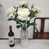 4 Pcs Silk Fake Real Touch White Rose Flowers Bulk,Artificial Roses With Stems For Wedding Arrangement Centerpieces Party Home Table Decorations