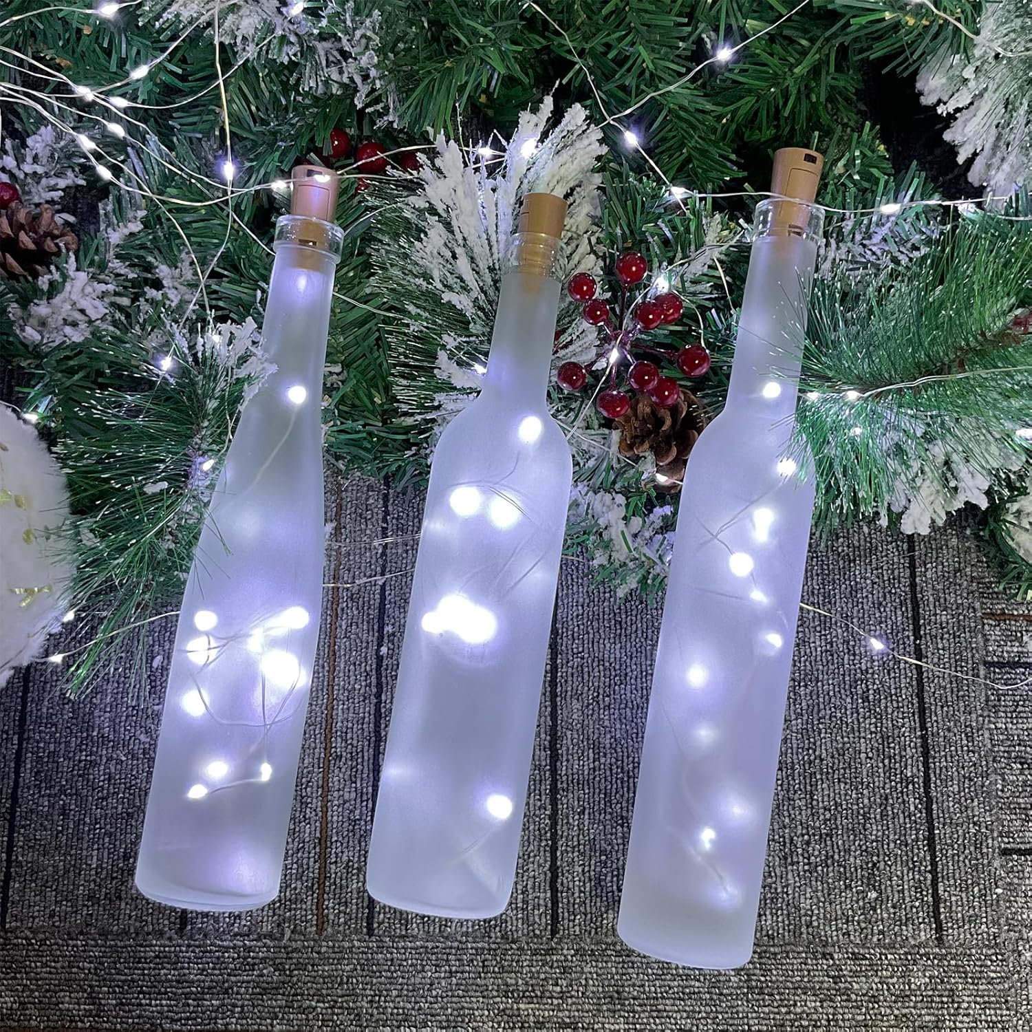 Wine Bottle Lights With Cork, 20 Leds 6.6 Feet Silver Wire Cork Bottle Lights,Fairy Mini String Lights,For Diy Jar Hallo