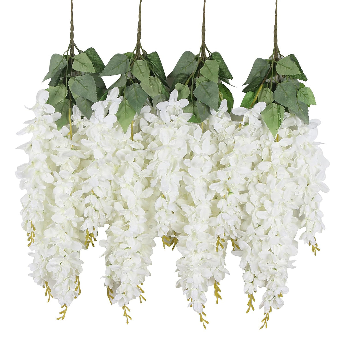Silk Wisteria Flower Artificial 2.13 Feet Hanging Wisteria Vine Fake Flower Bush String Home Party Wedding Decoration,Pack Of 4?White?