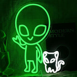 Alien Cat Neon Sign USB Dimmable LED Wall Light for Bedroom Game Room Bar Decor
