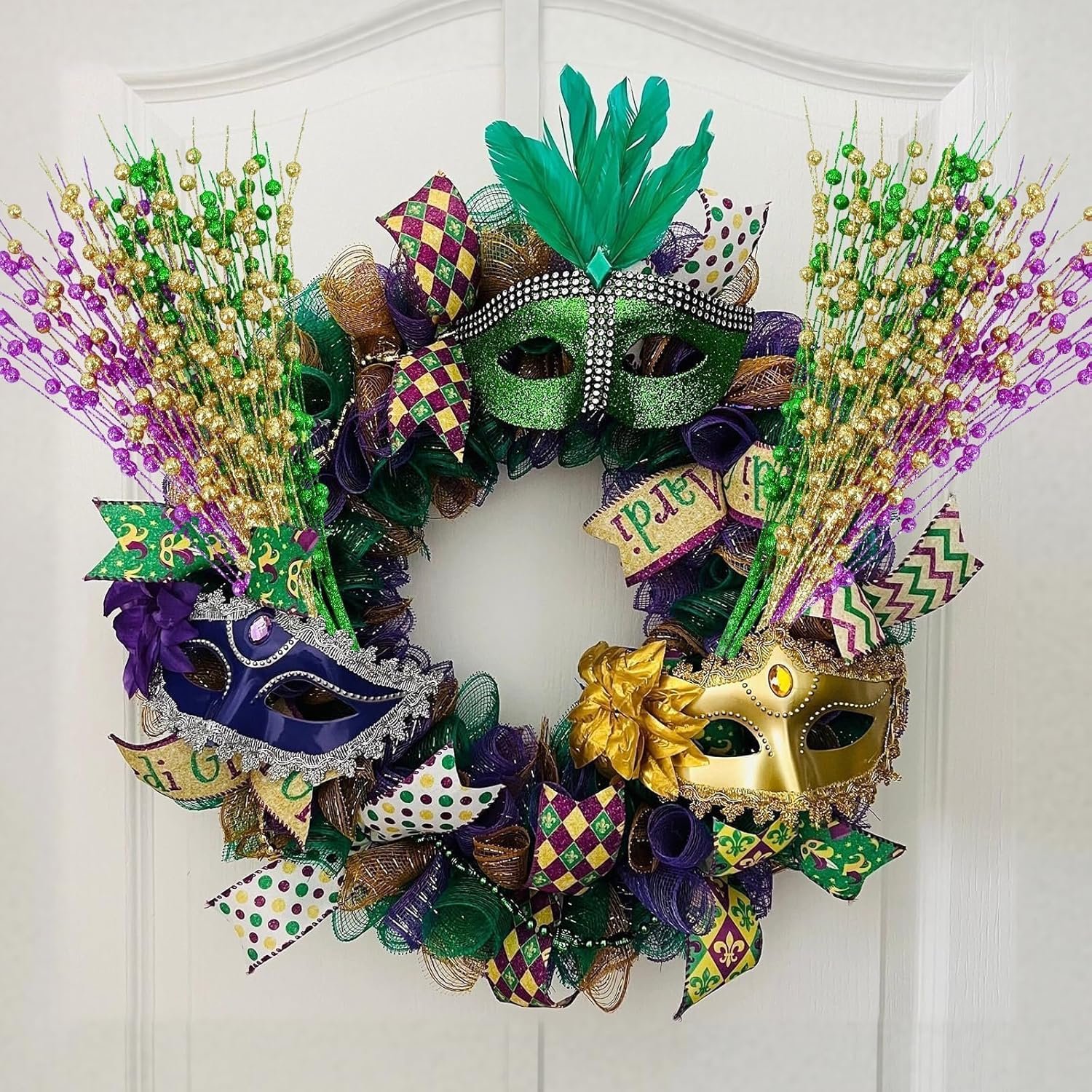 Mardi Gras Decorations, 20Pcs Carnaval Picks Table Centerpiece Decor, Artificial Glitter Berry Stems In Purple Green Gold For Mardi Gras Christmas Tree Party Ornaments Decoration