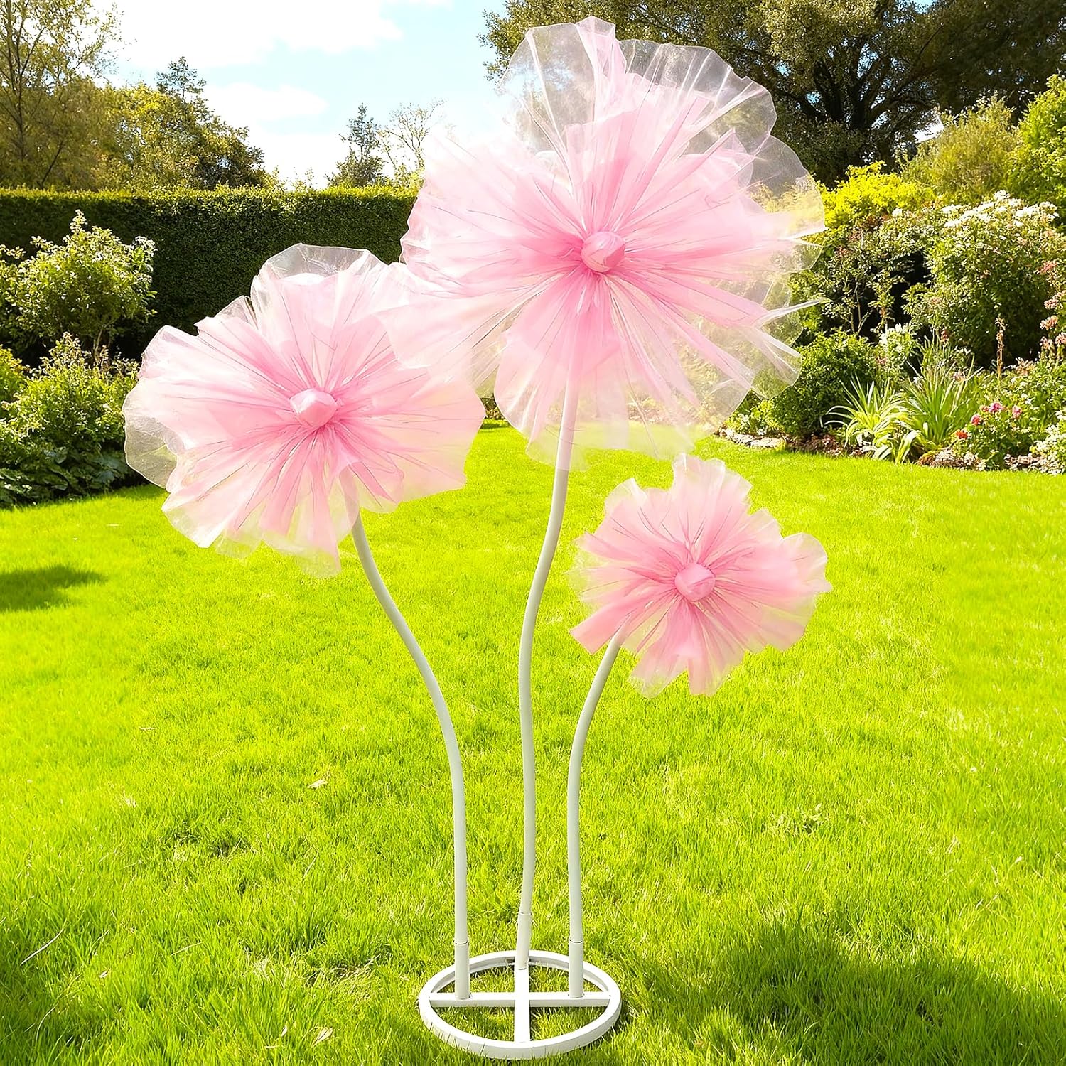 3Pcs Giant Flowers For Decoration, 5.9Ft Large Artificial Silk Flower With Stems And Stands, Wedding Party Banquet Graduation Home Garden Shop Window Photography Props Background Decor?Pink?