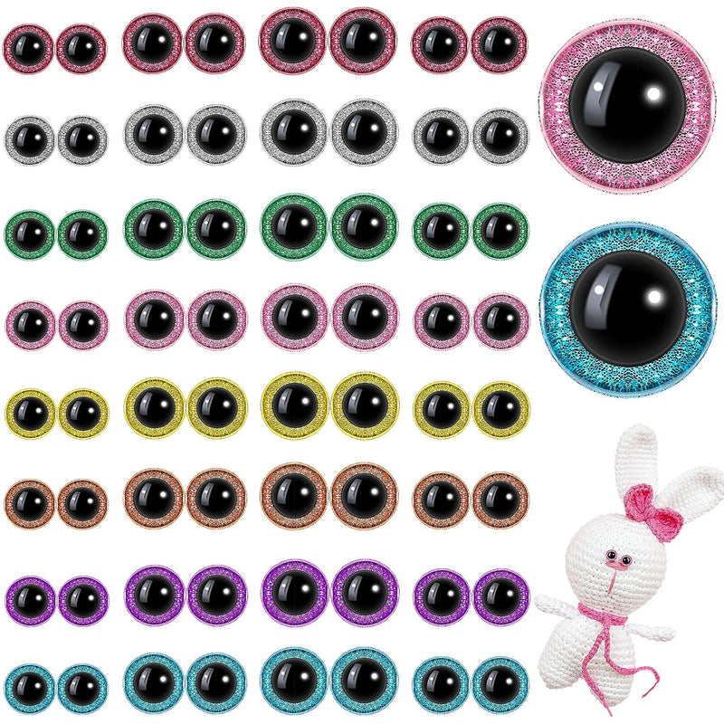 64 Pieces Glitter Plastic Safety Eyes 12 Mm 16 Mm 18 Mm 20 Mm Colorful Round C