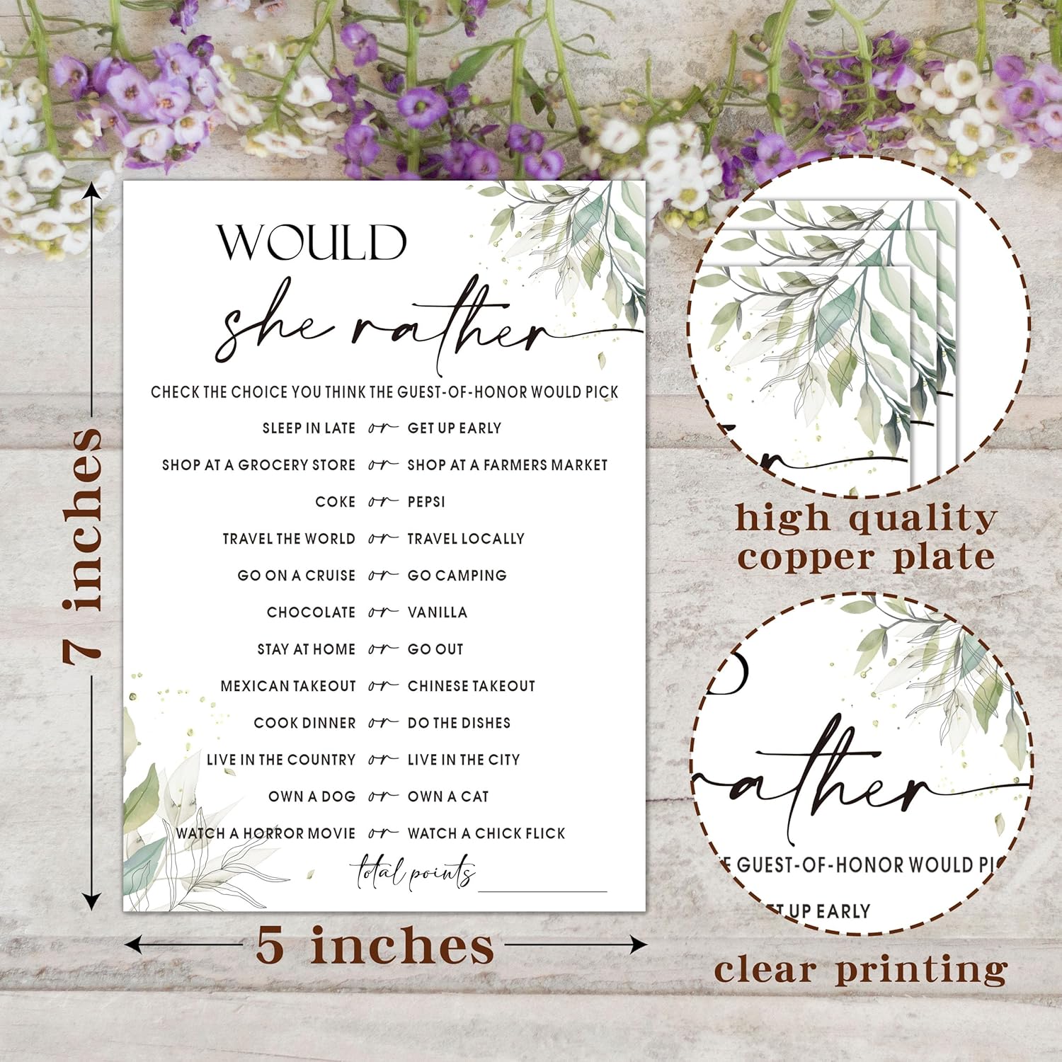 Minimalist Bridal Shower Games, Would She Rather, Engagement Party Games, Wedding Shower For 25 Guests,Wedding Advice Cards, Bridal Shower Decorations-A02