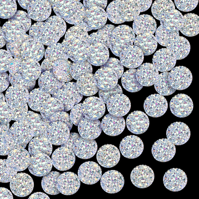 100Pcs 20Mm Ab Rainbow Round Diamonte Flatback Embellishments, Shiny Faceted R